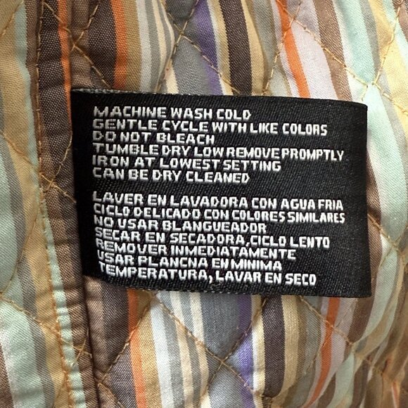 Weatherproof Quilted Jacket Womens Sz L Peach Orange Full Zip Lined Striped Cuff - Picture 9 of 10